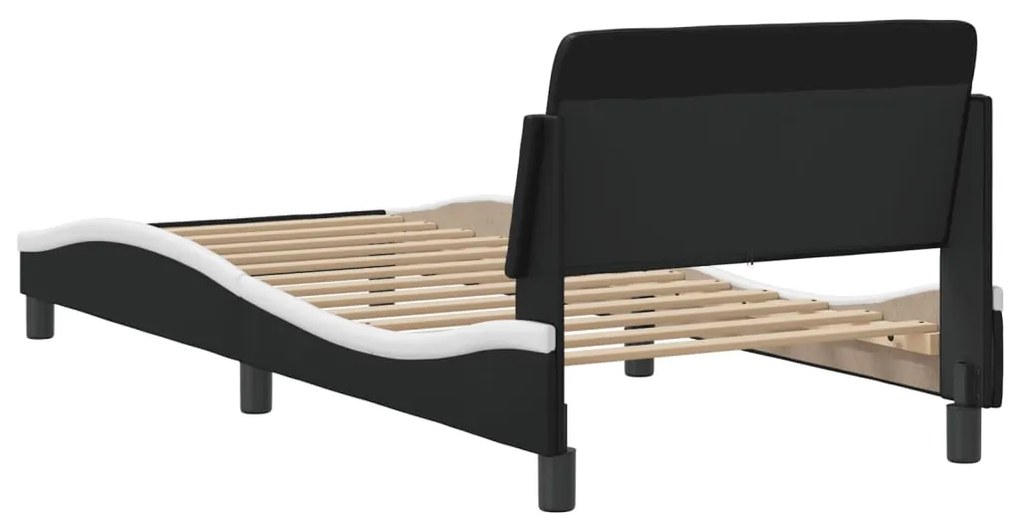 Estrutura de cama c/ cabeceira couro artificial 90x190cm