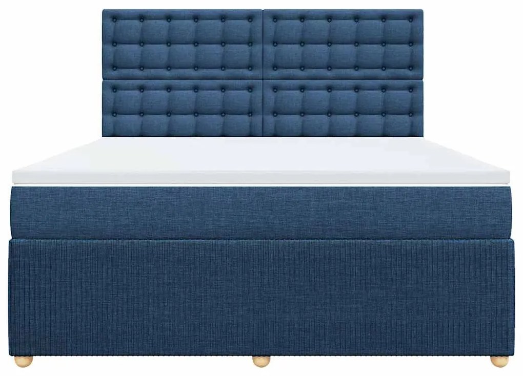 Cama com molas/colchão 180x200 cm tecido azul