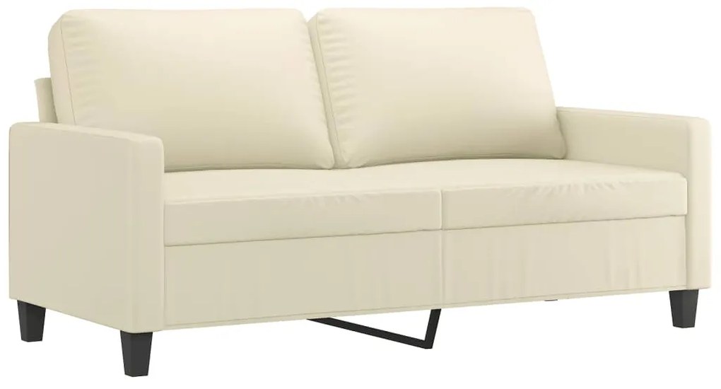 2 pcs conjunto sofás c/ almofadões couro artificial cor creme