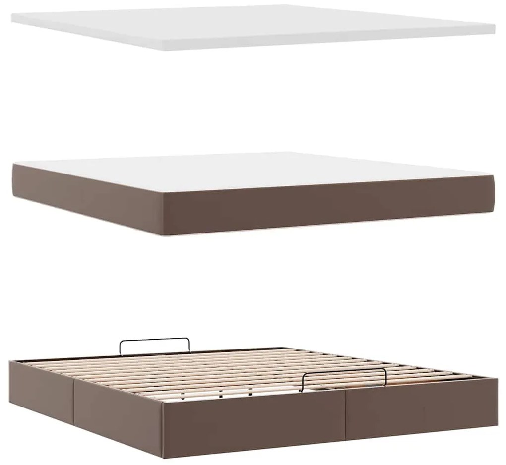 Estrutura de cama otomana com colchão 180x200 cm castanha