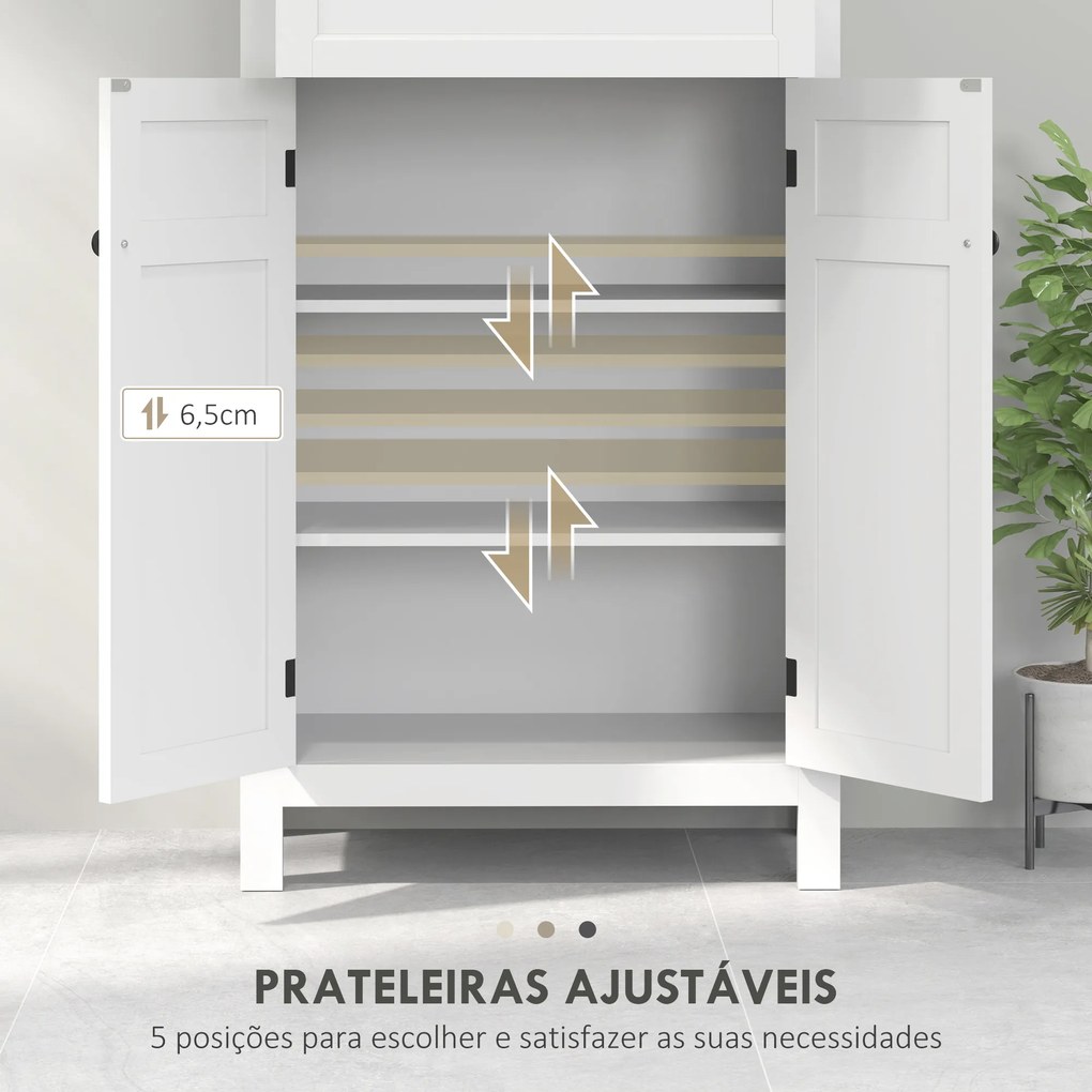 Armário Casa de Banho Móvel Casa de Banho com Gaveta 2 Portas e Prateleira Ajustável  60x30x102,5 cm Branco
