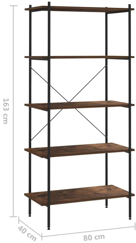 Unidade com 5 prateleiras 80x40x163 cm preto/natural