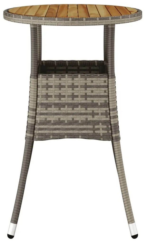 Mesa de jardim Ø60x75 cm madeira de acácia e vime PE cinzento