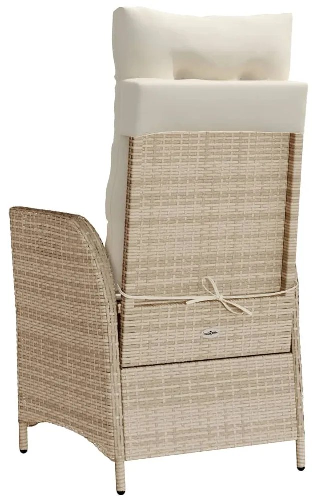 Cadeiras jardim reclináveis 2 pcs c/ apoio de pés vime PE bege
