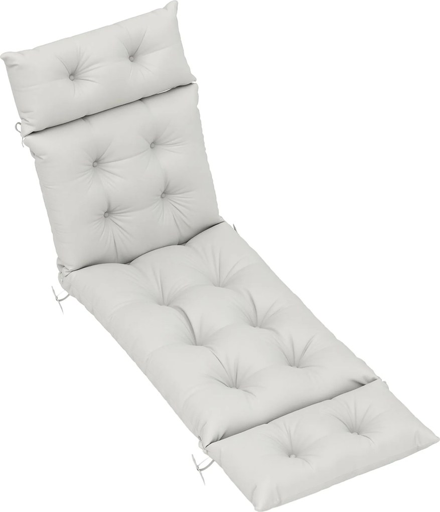 Outsunny Almofada espessa para banho de sol almofada para espreguiçadeira 190 x 56 x 10 cm, UPF20+, colchão para espreguiçadeira seis fixações, cinza claro | Aosom Portugal
