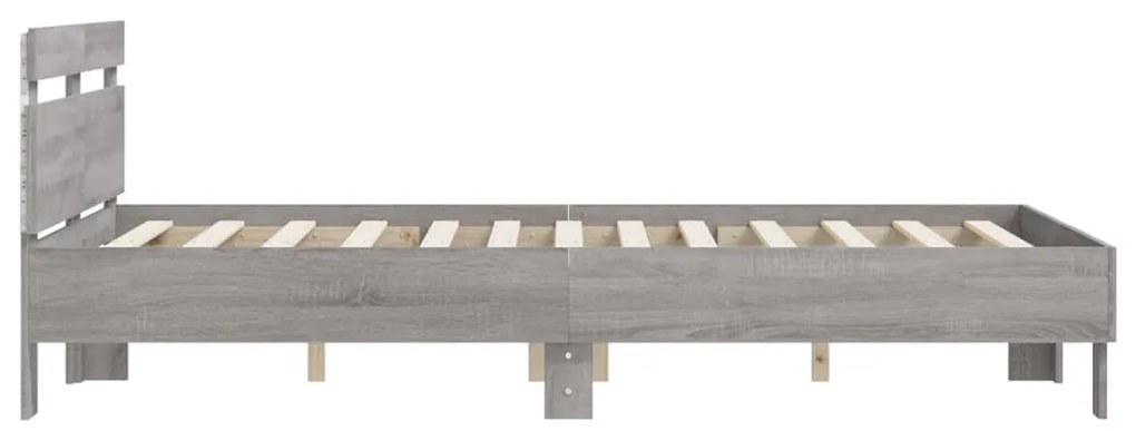 Estrutura cama c/ cabeceira/luzes LED 120x200cm cinzento sonoma