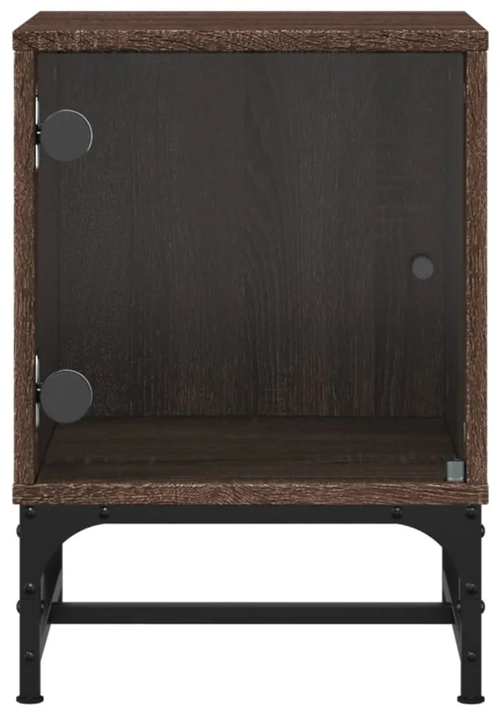 Mesas cabeceira portas vidro 2 pcs 35x37x50cm carvalho castanho