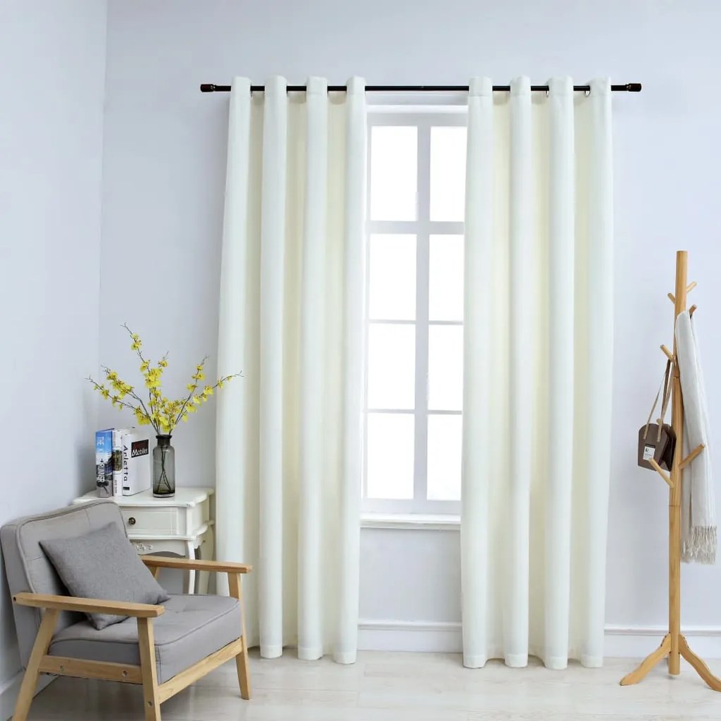 134512 vidaXL Cortinas blackout com argolas 2 pcs 140x175 cm veludo creme