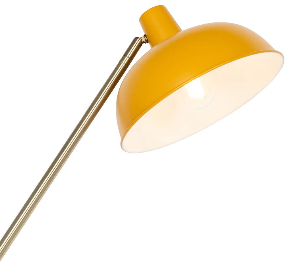 Candeeiro de pé retro amarelo com bronze - Milou Candeeiro de pé retro amarelo com bronze - Milou Retro