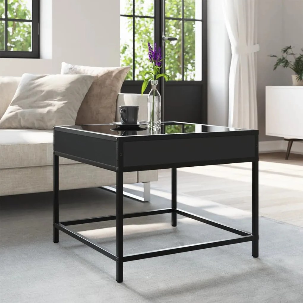 Mesa de centro c/ luzes LED Infinity 50x50x41 cm preto