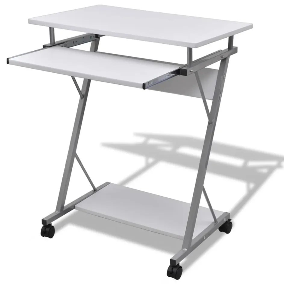 20053 vidaXL Secretária de Computador Acabamento em Branco com Prateleira de Puxar