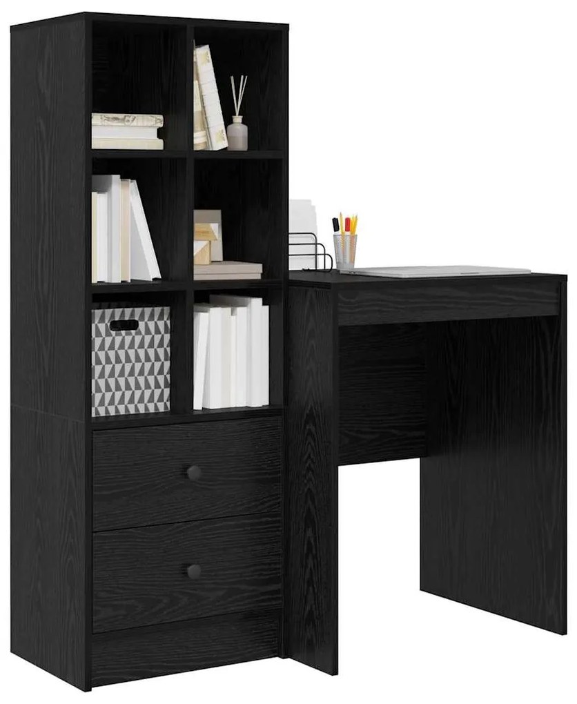 mesa com Armazenamento Carvalho Preto Madeira Engenheirada