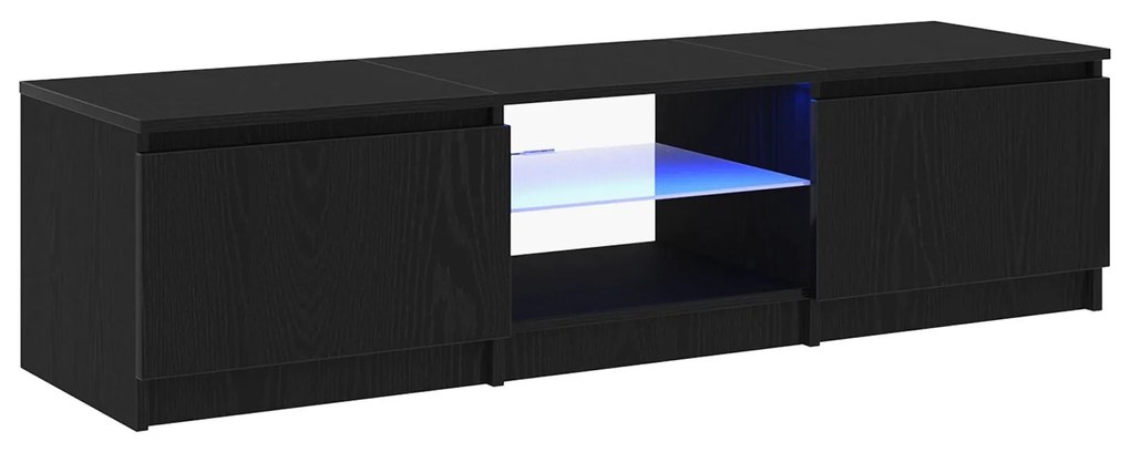 Gabinete de TV vidaXL com Luzes LED em Madeira de Carvalho Preto 140x4