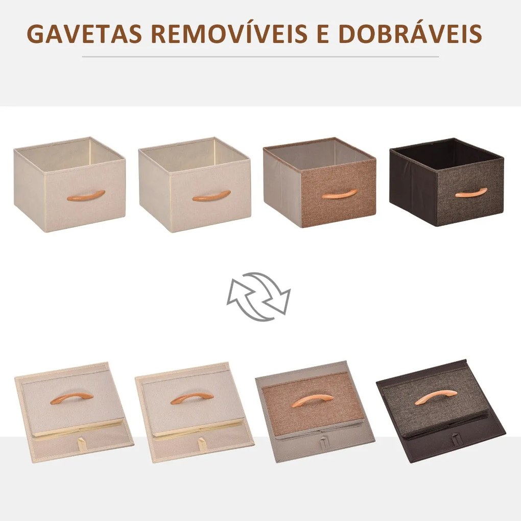 Móvel Tower de 31 cm com 4 Gavetas em Tecido - Design Rústico