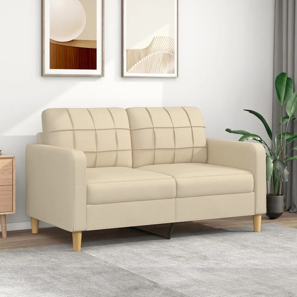 359093 vidaXL Sofá de 2 lugares tecido 140 cm cor creme