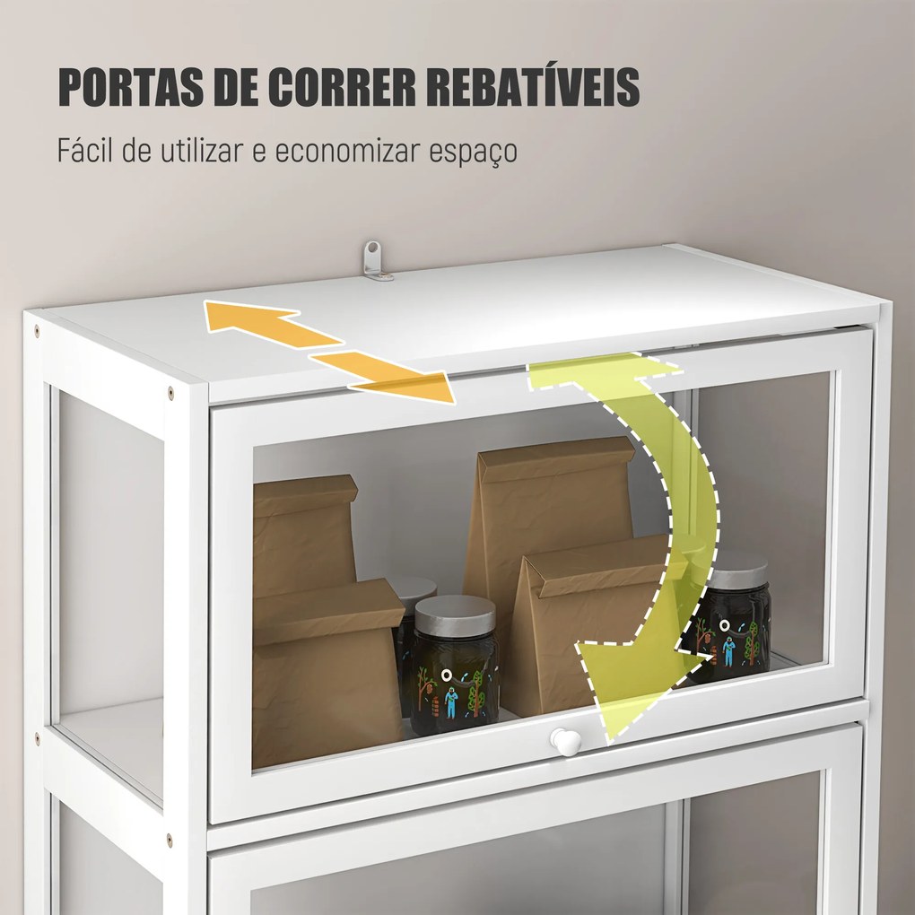 Vitrine Colecionador de 4 Níveis Vitrine Sala de Estar com Portas Abatíveis de Acrílico Anti-Tombo 59x30x139 cm Branco