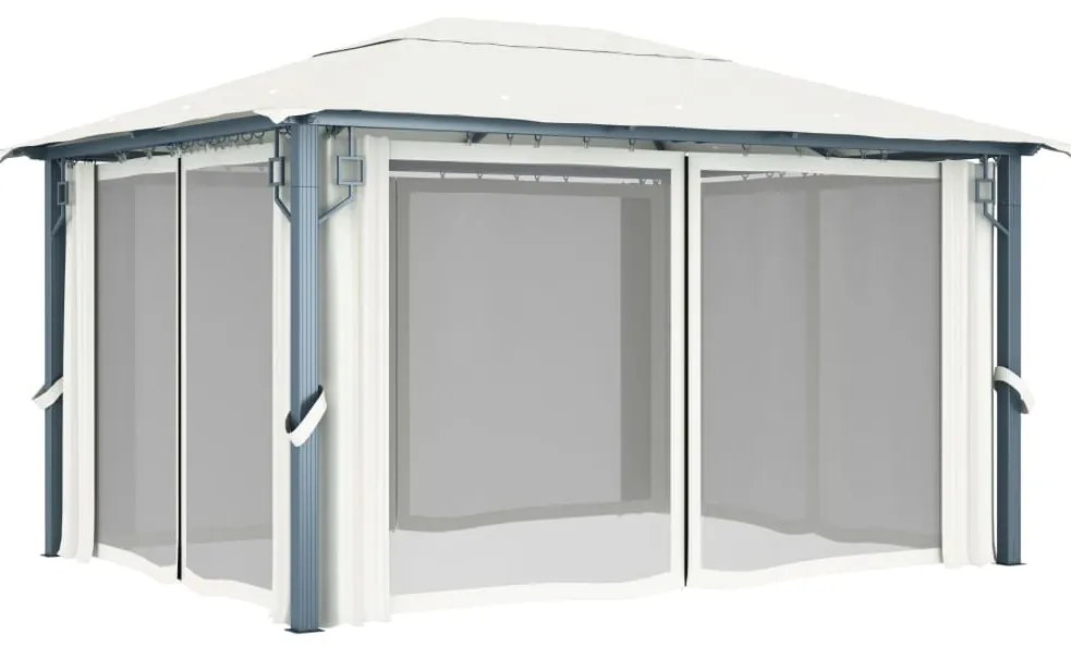 Gazebo com cortina 400x300 cm alumínio creme