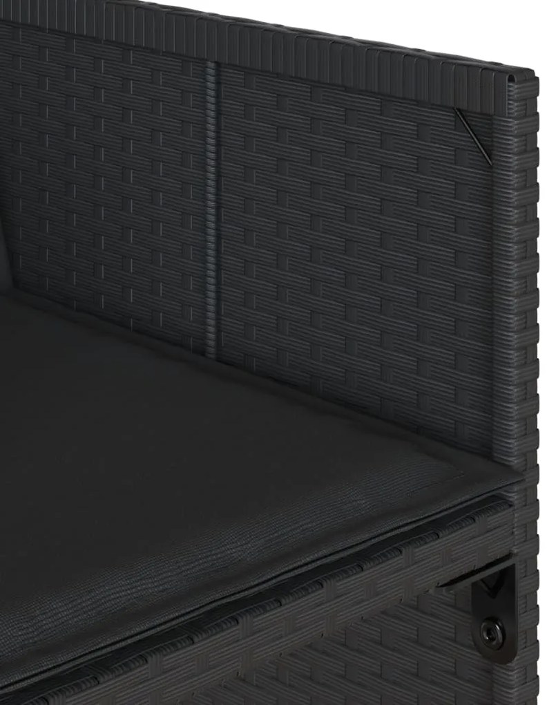17 pcs conjunto de jantar p/ jardim c/ almofadões vime PE preto