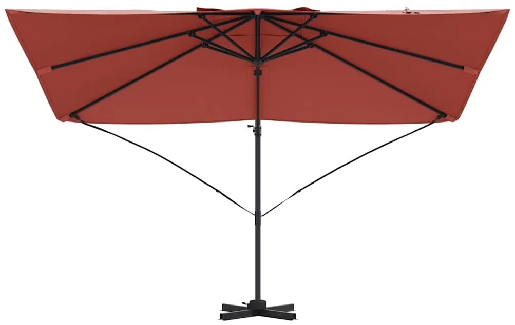 Guarda-Sol Cantilever Roma Terracota 352x251x260 cm de Alumínio