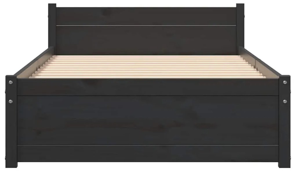 Estrutura cama pequena solteiro 75x190 cm madeira maciça preto