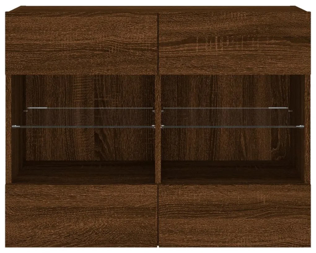 Móvel parede p/ TV luzes LED 78,5x30x60,5 cm carvalho castanho