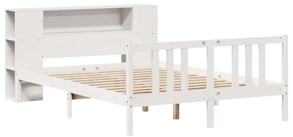 Cama com estante sem colchão 140x200 cm pinho maciço branco