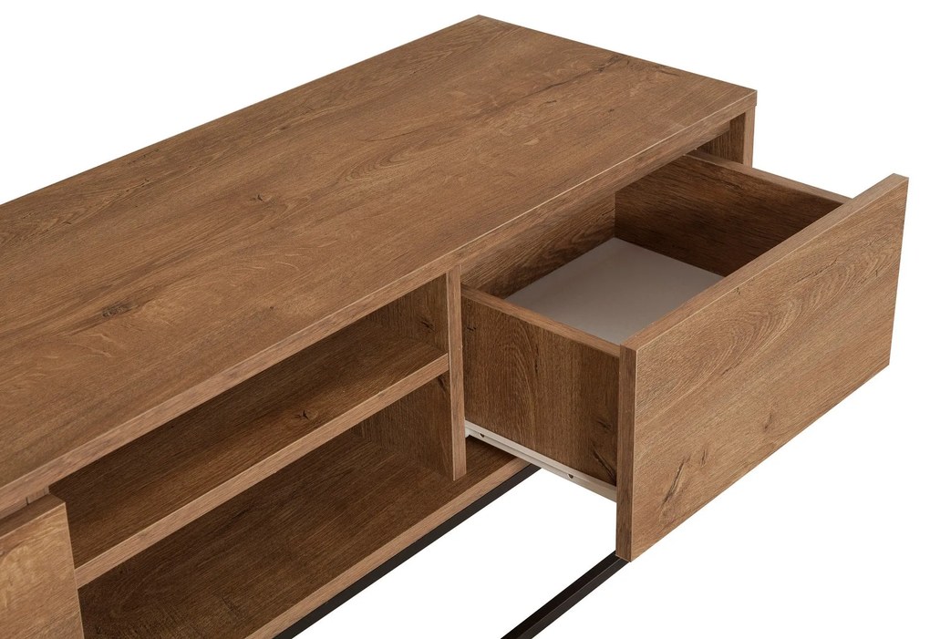 Conjunto de Mobiliário de Sala de Estar Laxus – Nogueira Preta – TV: 1