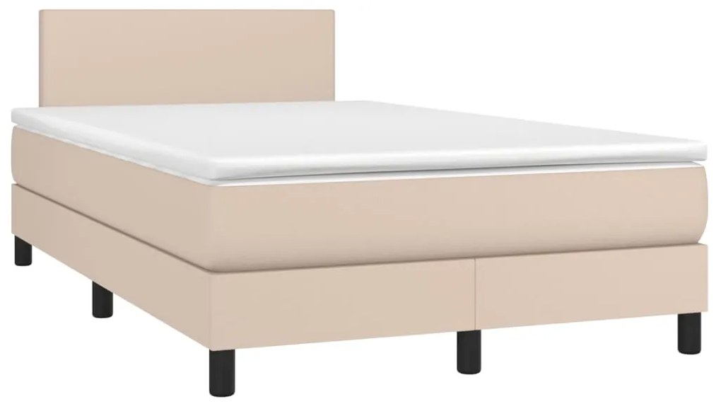 Cama com molas/colchão 120x200 cm couro artificial cappuccino