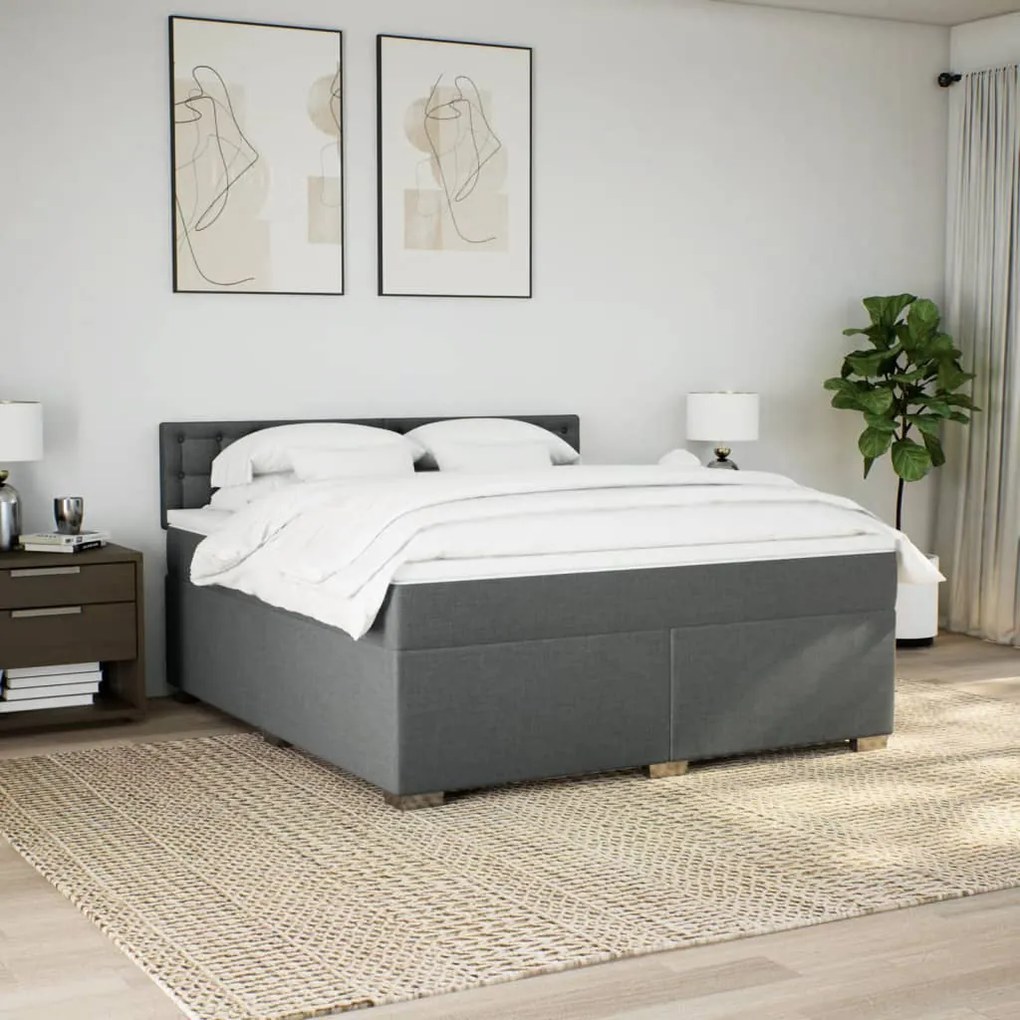 Cama com molas/colchão 180x200 cm tecido cinzento-escuro