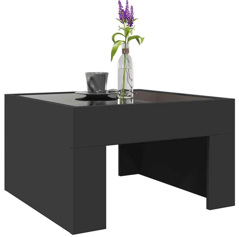 Mesa de centro luzes LED Infinity 50x50x30 cm preto