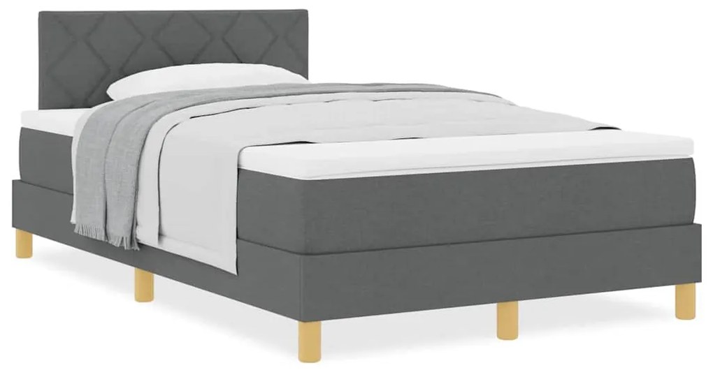 Cama Box Spring com Colchão Cinza Escuro 120x190 cm Tecido