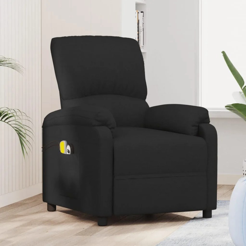 vidaXL Poltrona de massagens elétrica tecido preto