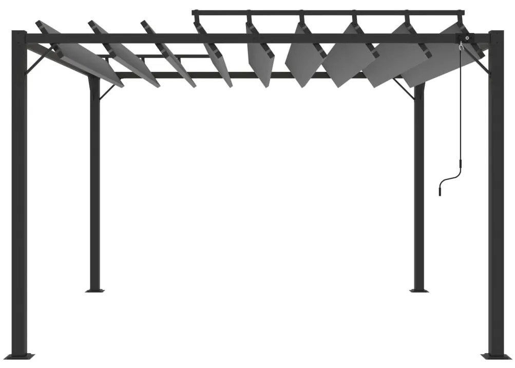 Gazebo c/ telhado de persiana 3x3 m tecido antracite e alumínio