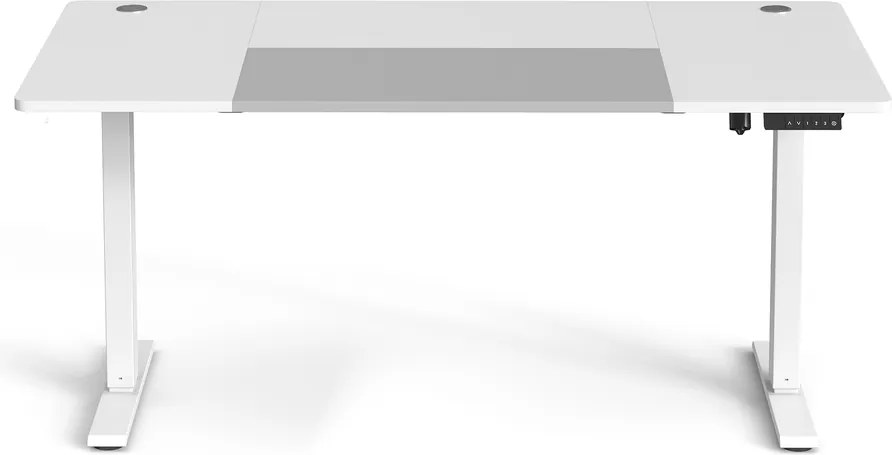 Secretária elétrica ajustável em altura, 160 x 70 x (72-120) cm, função de memória branco-cinzento