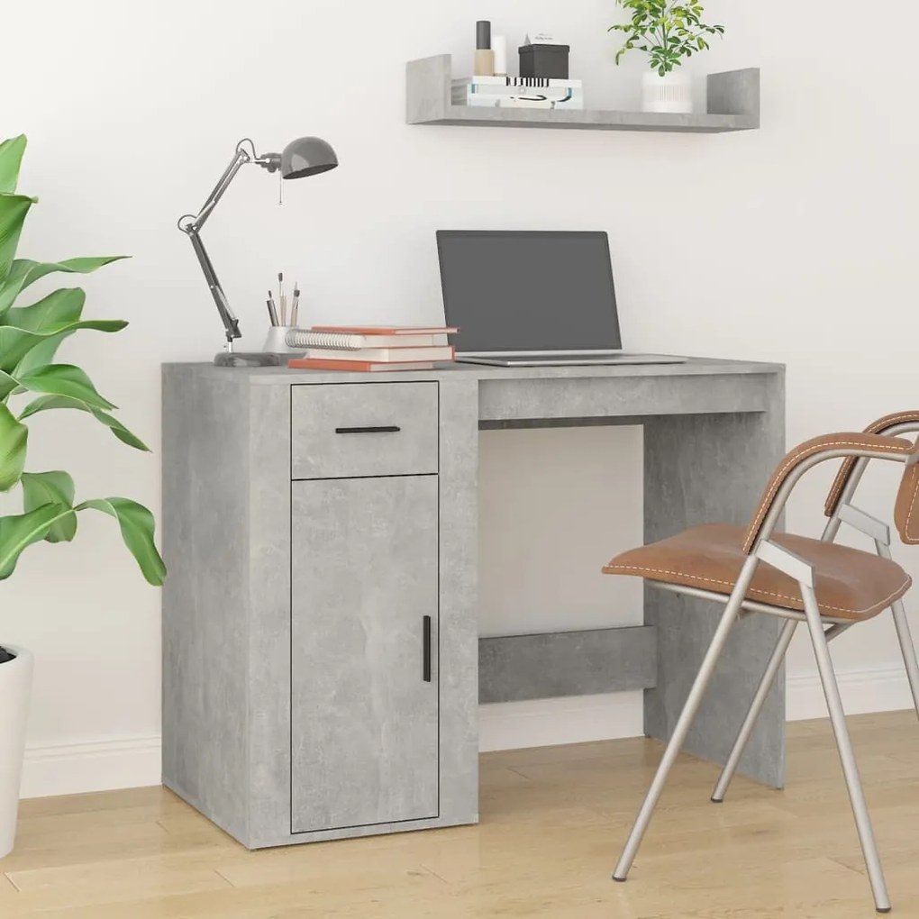 vidaXL Secretária 100x49x75 cm derivados de madeira cinzento cimento