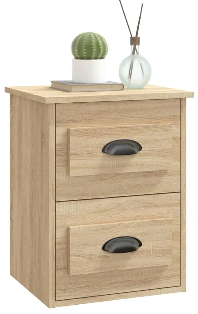 Mesas de cabeceira parede 2 pcs 41,5x36x53 cm carvalho sonoma
