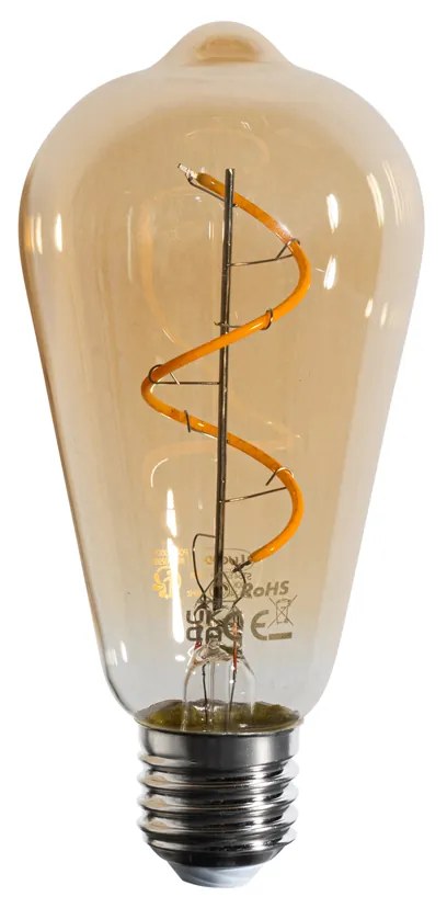 Set van 5 E27 dimbare LED lampen spiraal filament ST64 goud 4W 270 lm 2100K
