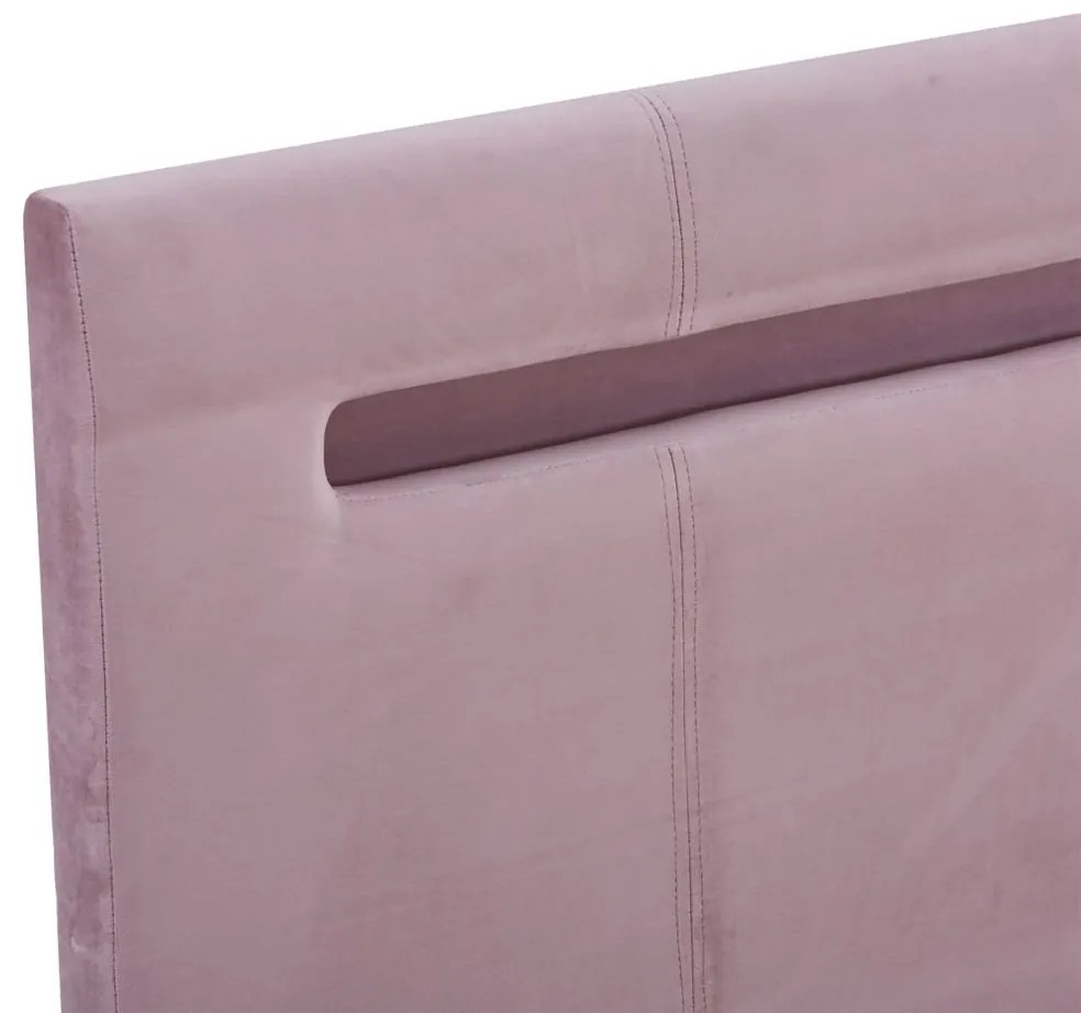 Estrutura de cama com LED 180x200 cm tecido cor-de-rosa