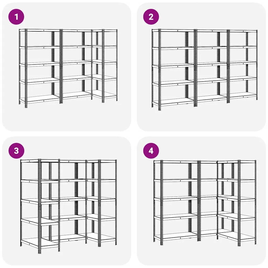 Prateleiras de armazenamento de 5 camadas 3 pcs aço azul