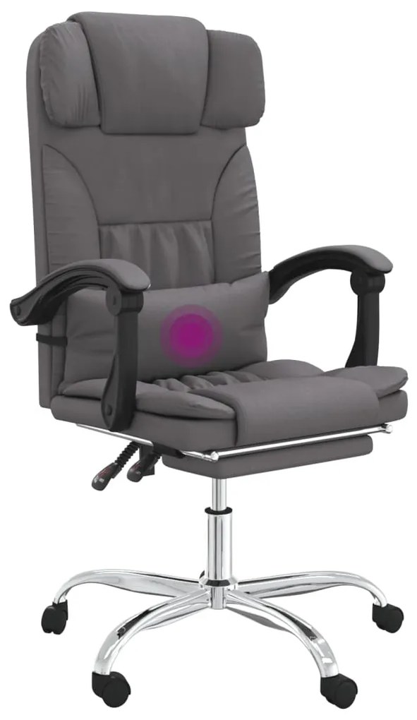 Cadeira massagens escritório reclinável couro artificial cinza