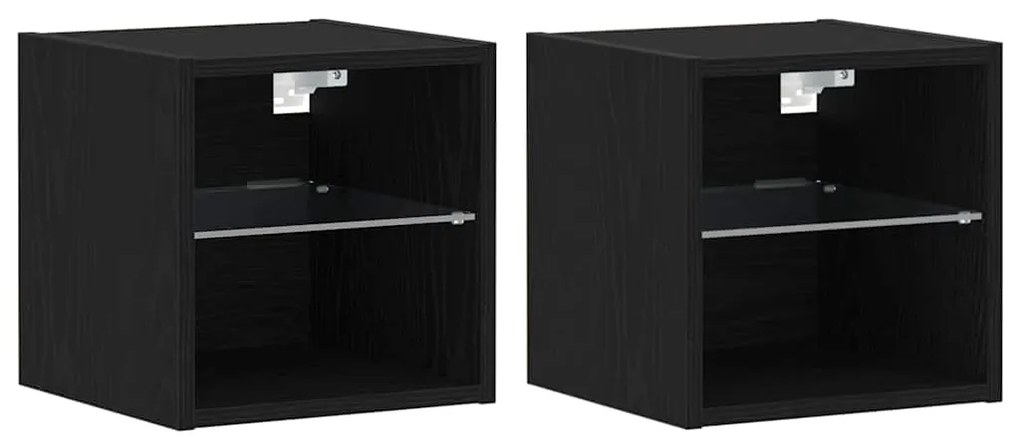 Armário para TV LED 2 pcs Carvalho Preto 30x28,5x30 cm Madeira Técnica