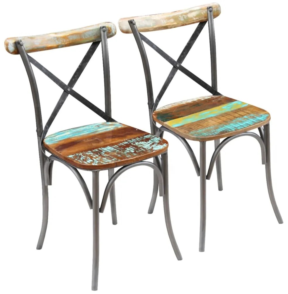 vidaXL Cadeiras de jantar 2 pcs madeira recuperada maciça