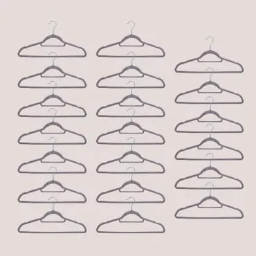 Pack De 20 Cabides Em Veludo Palou Cinza Claro - Sklum