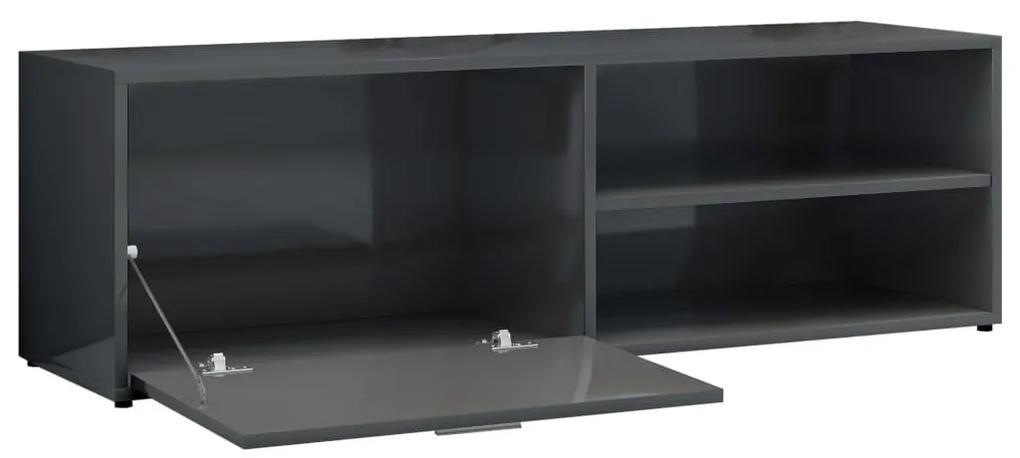 Móvel de TV 120x34x37 cm contraplacado cinzento brilhante