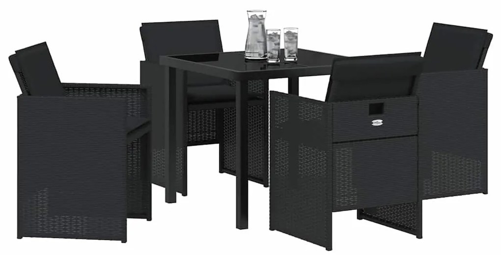 Conjunto de Jantar de Jardim 5 Peças com Almofadas em Rattan Rígido Pr