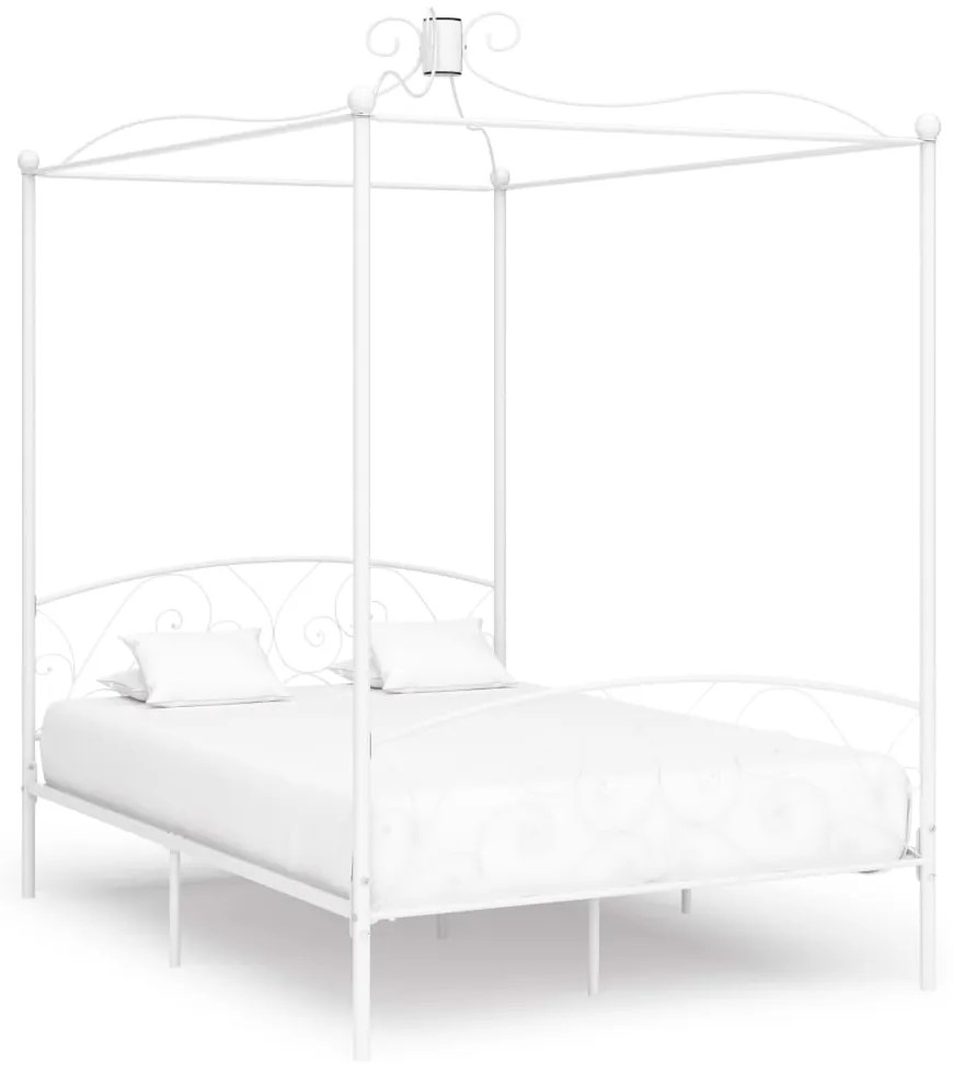 vidaXL Estrutura de cama com dossel 120x200 cm metal branco