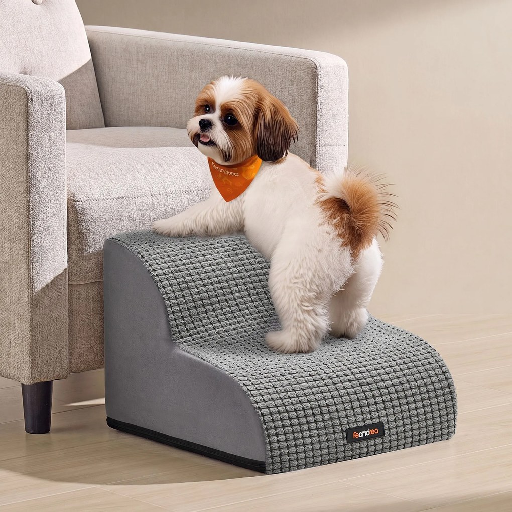 Escada para cães em espuma resistente à água 40 x 40 x 30 cm, com dois degraus, Cinzento