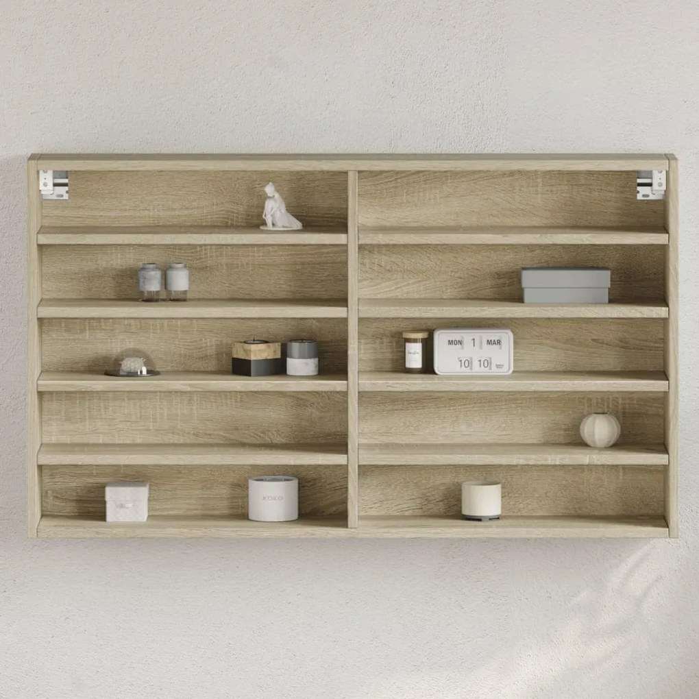 vidaXL Armário vitrine 100x15x58 cm derivados madeira carvalho sonoma