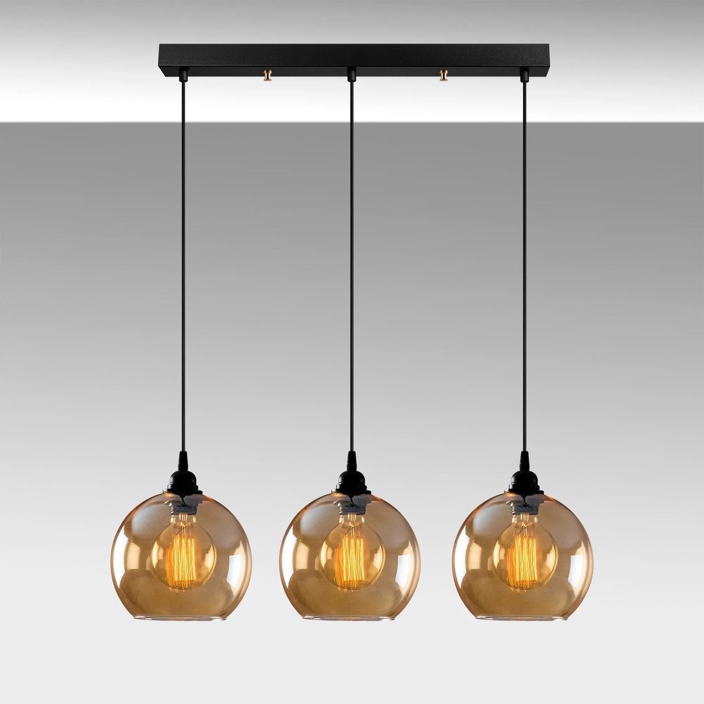Candeeiro Suspenso Gold – Dourado e Preto – 70 x 20 cm