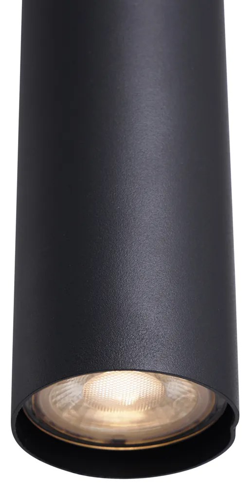 Candeeiro Pendente Moderno Preto com Vidro Fumê 6 Luzes - Duplantis